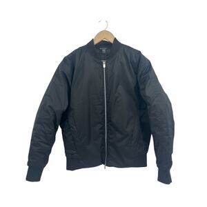 Athleta Black Satin Full Zip Bomber Jacket Medium Athleasure